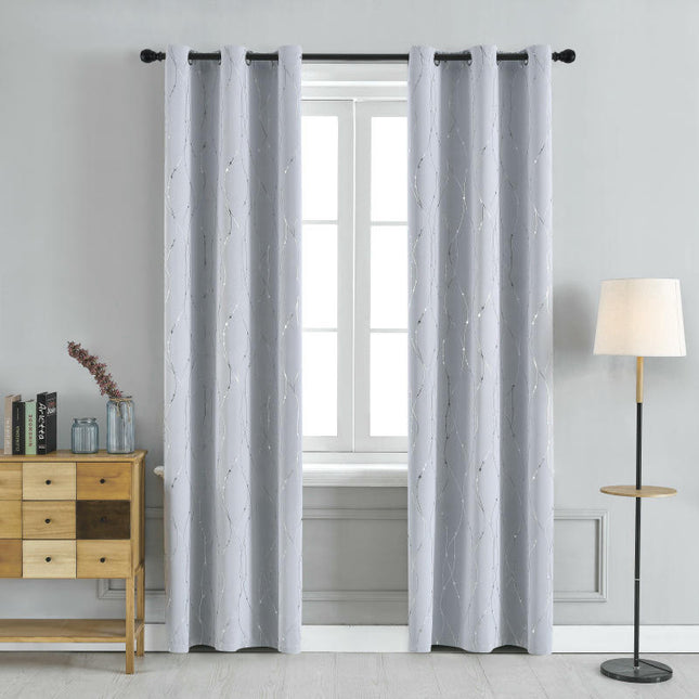 Thermal Insulated Blackout Curtains Wave Window Curtains 2 Panels Grommet Tops