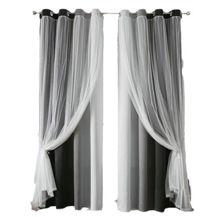 2 Panels Blackout Curtains Gradient Curtains With Sheer Curtains Grommet Tops