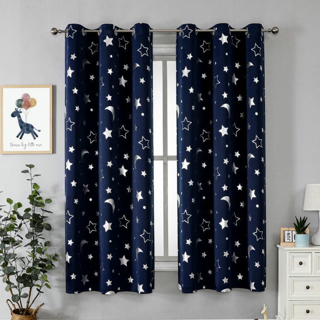 2 Panels Blackout Curtains for Living Room,Thermal   Star Curtains Grommet Tops