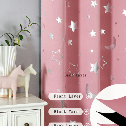 2 Panels Blackout Curtains for Living Room,Thermal   Star Curtains Grommet Tops