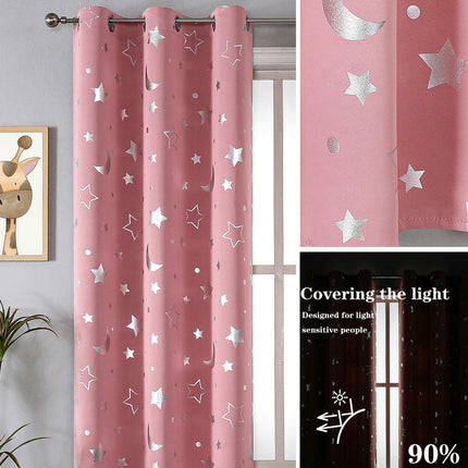 2 Panels Blackout Curtains for Living Room,Thermal   Star Curtains Grommet Tops