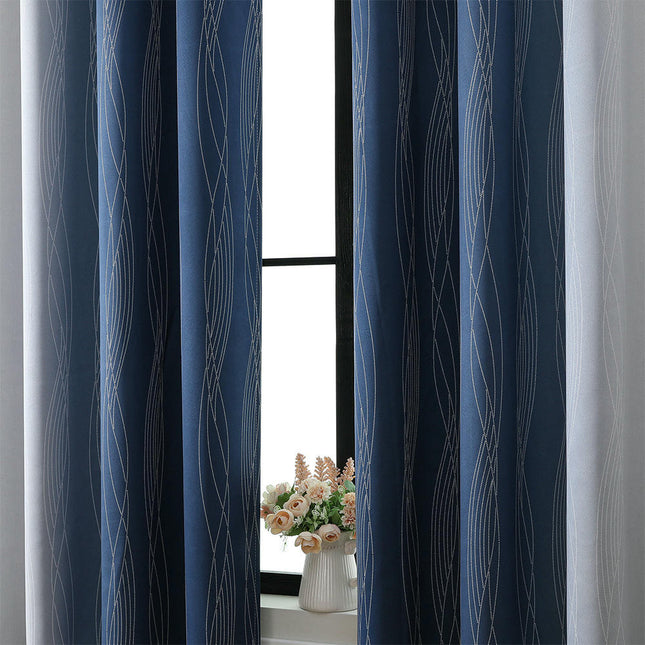 2 Panels Blackout Curtains for Living Room Gradient Curtains Grommet Tops
