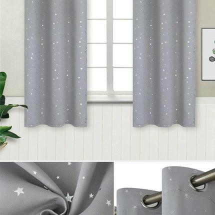 2 Panels Blackout Curtains for Living Room Bedroom Star Curtains Grommet Tops