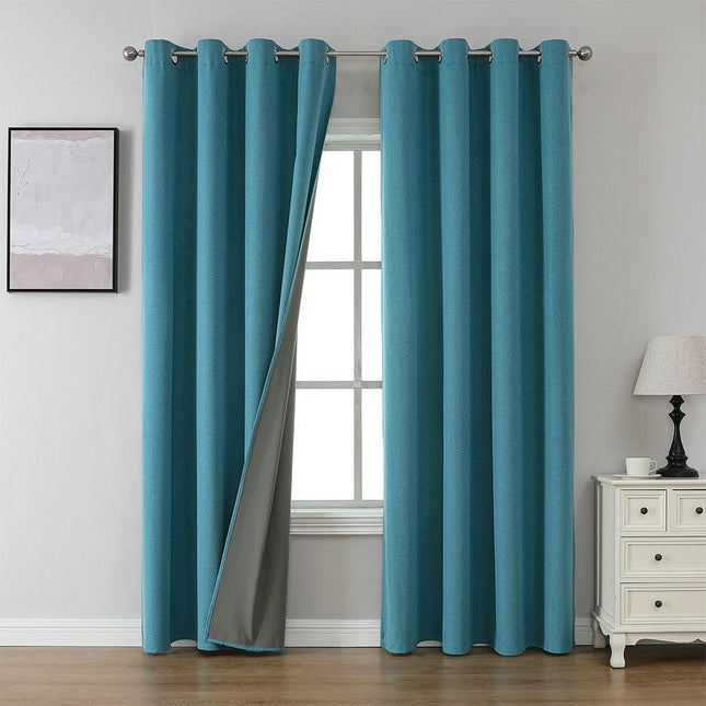 2 Panels Blackout Window Curtains Thermal Water Proof Drapes Grommet Tops