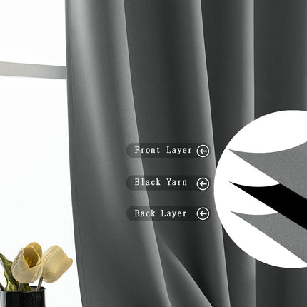 2 Panels Blackout Thermal Curtains Noise Reducing Window Drapes Grommet Tops