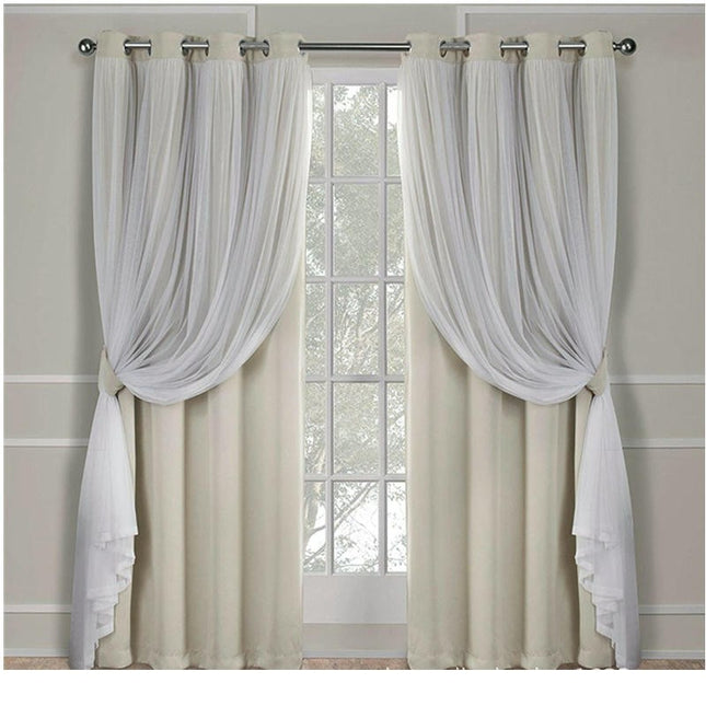 2 Panels Double Layer Thermal Insulated Blackout Curtains for Room Grommet Tops