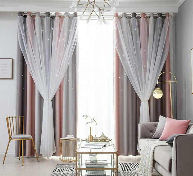 2 Panels Gradient Blackout Curtains for Bedroom Living Room Grommet Tops