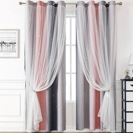 2 Panels Blackout Curtains for Room Star Gradient Window Drapes Grommet Tops 1