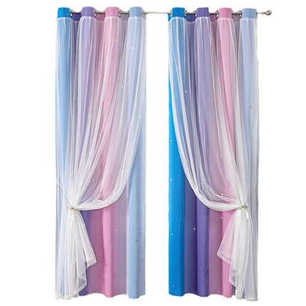 2 Panels Blackout Curtains for Room Star Gradient Window Drapes Grommet Tops 1