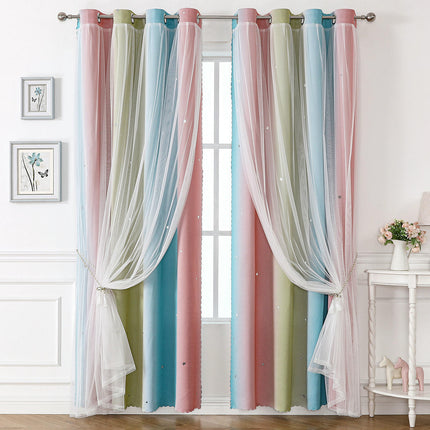 2 Panels Blackout Curtains for Room Star Gradient Window Drapes Grommet Tops 1