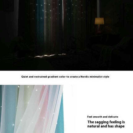 2 Panels Blackout Curtains for Room Star Gradient Window Drapes Grommet Tops 1