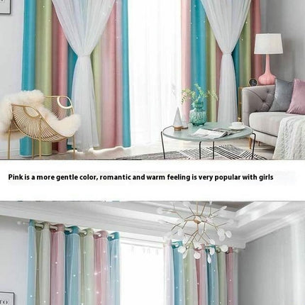 2 Panels Blackout Curtains for Room Star Gradient Window Drapes Grommet Tops 1