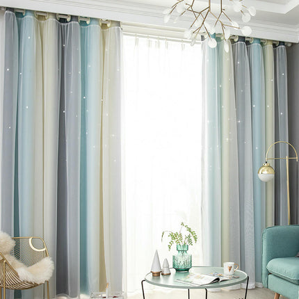 2 Panels Blackout Curtains for Room Star Gradient Window Drapes Grommet Tops 1