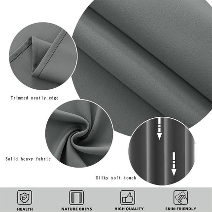 100% Blackout Curtains Full Light Blocking Thermal Curtain 2 Panels Grommet Tops 1