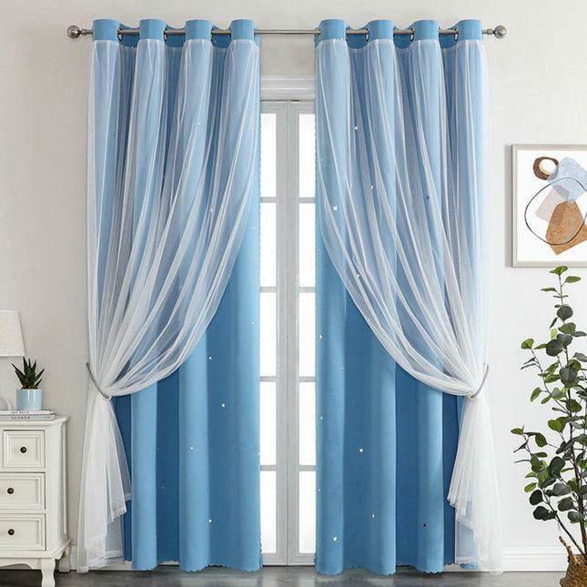 2 Panels Blackout Curtains for Kids Room Darkening Window Drapes Grommet Tops