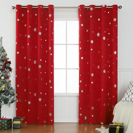 2 Panels Snowflake Christmas Curtains for Living Room and Bedroom Grommet Tops