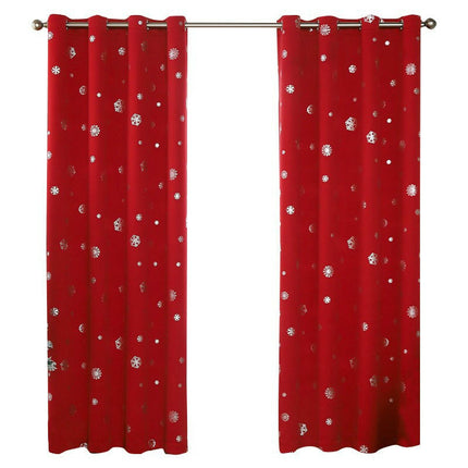 2 Panels Snowflake Christmas Curtains for Living Room and Bedroom Grommet Tops