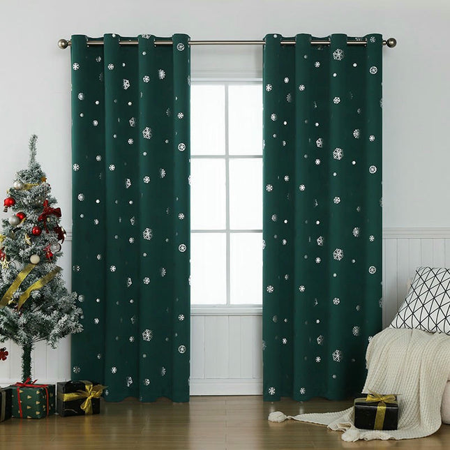 2 Panels Snowflake Christmas Curtains for Living Room and Bedroom Grommet Tops