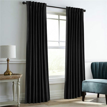 2 Panels Velvet Curtains Thermal Insulated Blackout Window Drapes Rod Pocket