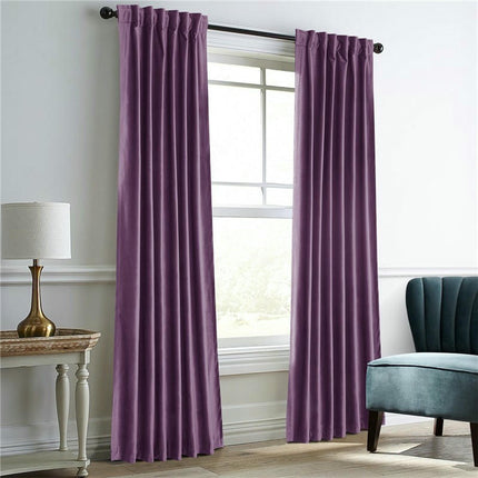 2 Panels Velvet Curtains Thermal Insulated Blackout Window Drapes Rod Pocket