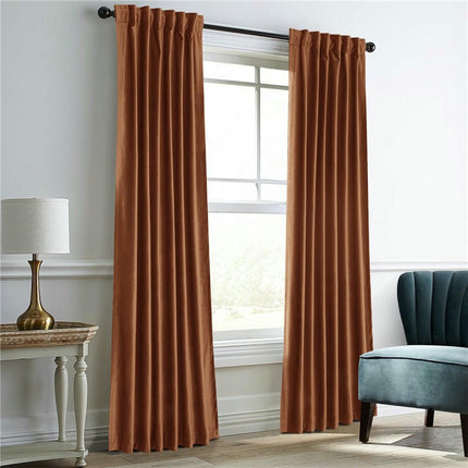 2 Panels Velvet Curtains Thermal Insulated Blackout Window Drapes Rod Pocket