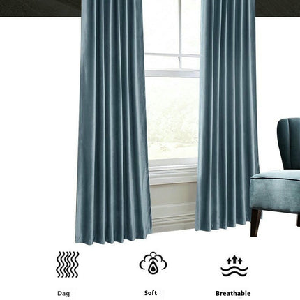 2 Panels Velvet Curtains Thermal Insulated Blackout Window Drapes Rod Pocket