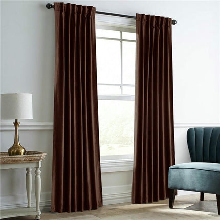 2 Panels Velvet Curtains Thermal Insulated Blackout Window Drapes Rod Pocket