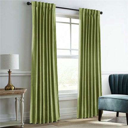 2 Panels Velvet Curtains Thermal Insulated Blackout Window Drapes Rod Pocket
