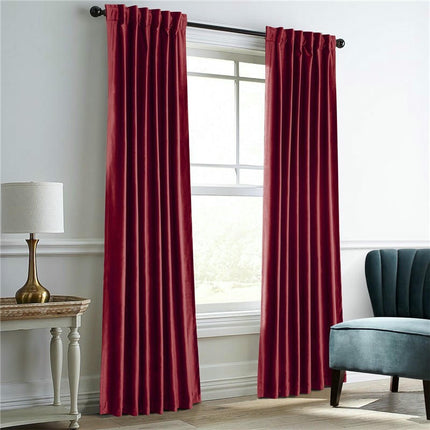 2 Panels Velvet Curtains Thermal Insulated Blackout Window Drapes Rod Pocket