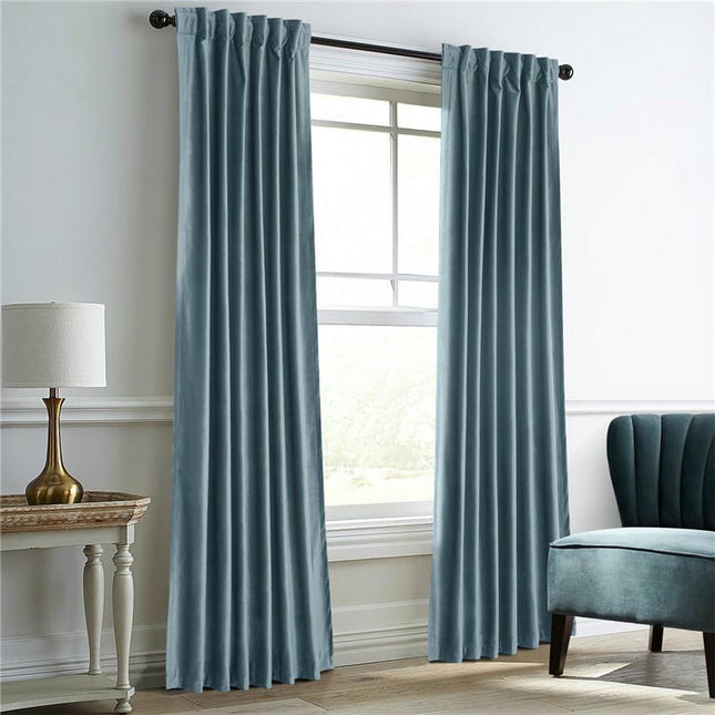 2 Panels Velvet Curtains Thermal Insulated Blackout Window Drapes Rod Pocket 1