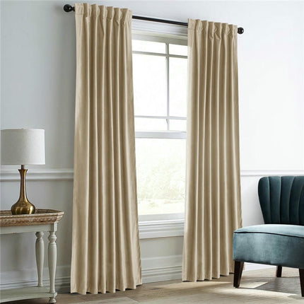 2 Panels Velvet Curtains Thermal Insulated Blackout Window Drapes Rod Pocket