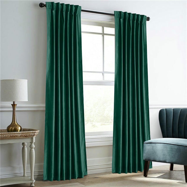 2 Panels Velvet Curtains Thermal Insulated Blackout Window Drapes Rod Pocket