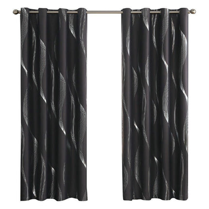 2 Panels Thermal Insulated Blackout Drapes with Gold for Bedroom,Grommet Tops