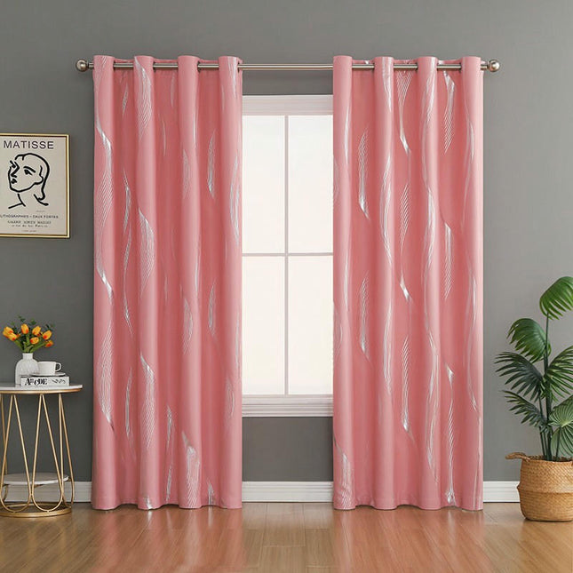 2 Panels Thermal Insulated Blackout Drapes with Gold for Bedroom,Grommet Tops