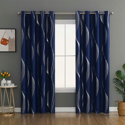 2 Panels Thermal Insulated Blackout Drapes with Gold for Bedroom,Grommet Tops