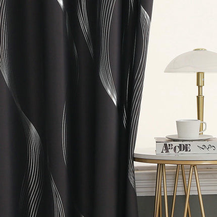 2 Panels Thermal Insulated Blackout Drapes with Gold for Bedroom,Grommet Tops 1