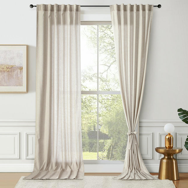 Curtains for Semi Sheer, Linen Textured Drapes Curtains for Room Rod Pocket