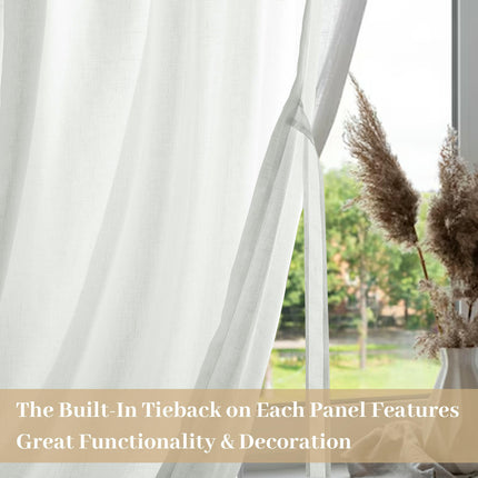 Curtains for Semi Sheer, Linen Textured Drapes Curtains for Room Rod Pocket