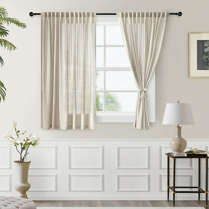 Curtains for Semi Sheer, Linen Textured Drapes Curtains for Room Rod Pocket