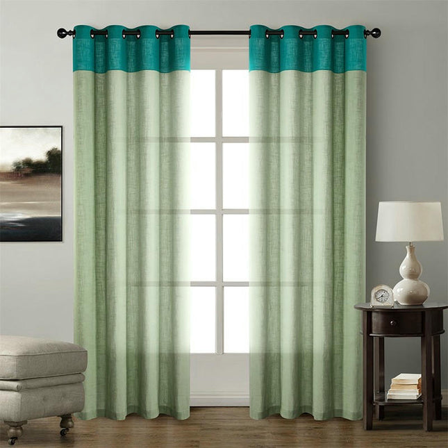 2 Panels Simple Curtains Panels for Living Room,Linen Drapes Grommet Tops
