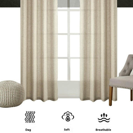 2 Panels Simple Curtains Panels for Living Room,Linen Drapes Grommet Tops