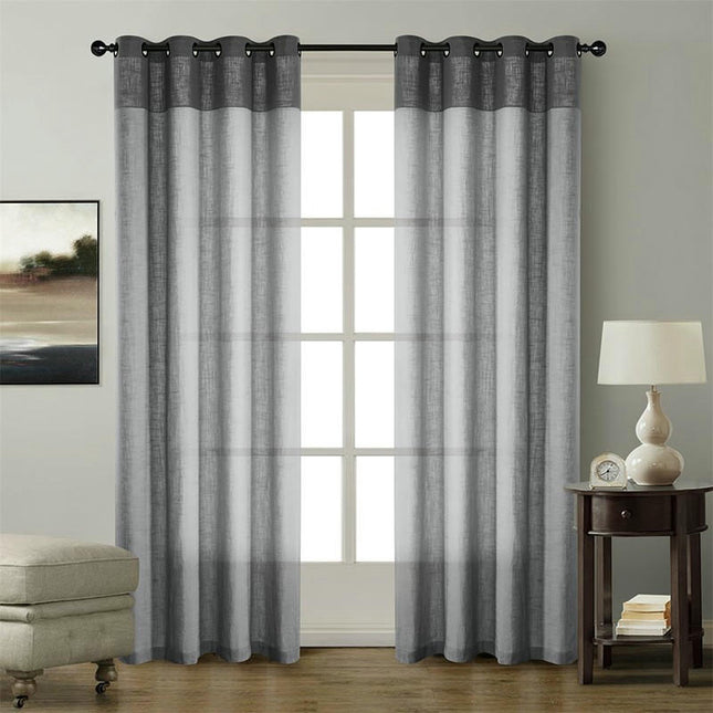 2 Panels Simple Curtains Panels for Living Room,Linen Drapes Grommet Tops