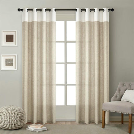 2 Panels Simple Curtains Panels for Living Room,Linen Drapes Grommet Tops
