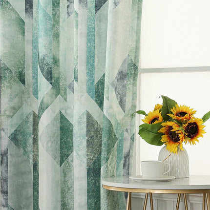 2 Panels Geometric Curtains for Living Room Bedroom Window Drapes Grommet Tops