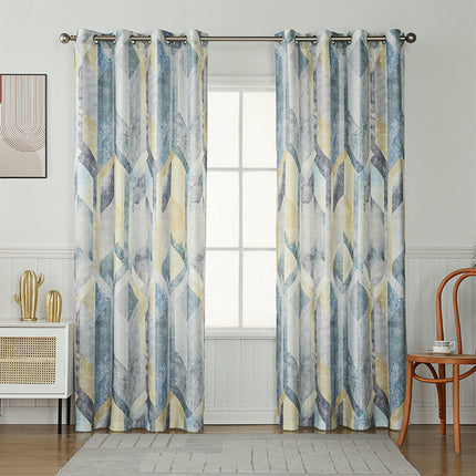 2 Panels Geometric Curtains for Living Room Bedroom Window Drapes Grommet Tops