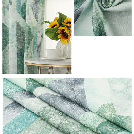 2 Panels Geometric Curtains for Living Room Bedroom Window Drapes Grommet Tops