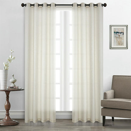 Natural Linen Semi Sheer Curtains for Living Room Curtains 2 Panels Grommet Tops