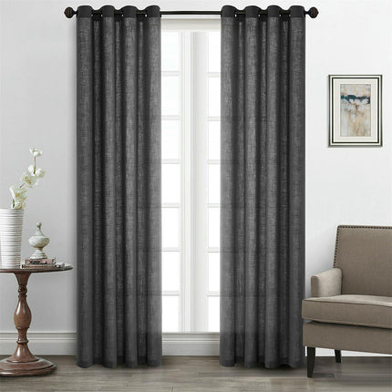 Natural Linen Semi Sheer Curtains for Living Room Curtains 2 Panels Grommet Tops