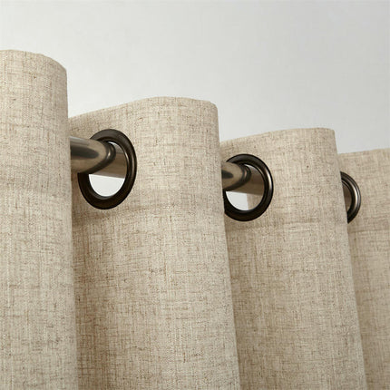 Natural Linen Semi Sheer Curtains for Living Room Curtains 2 Panels Grommet Tops
