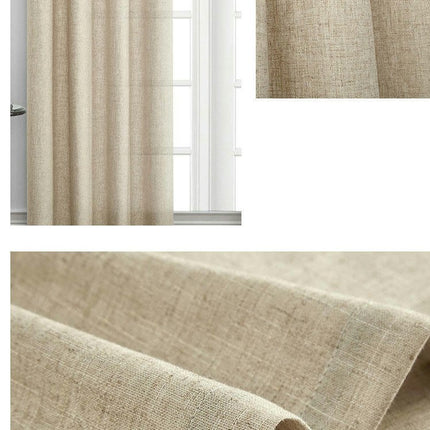 Natural Linen Semi Sheer Curtains for Living Room Curtains 2 Panels Grommet Tops